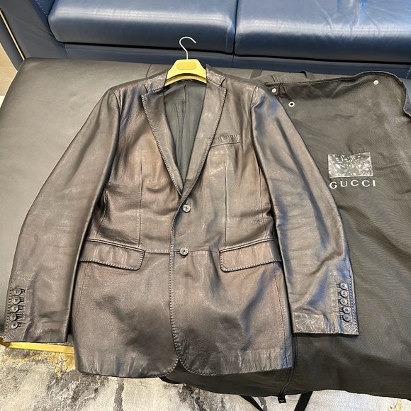 Gucci Lambskin Dark Brown Leather Jacket - Picture 1 of 4